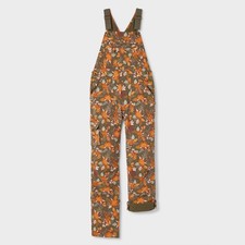 Women's Heirloom Gardening Lined Bib Overalls Loden Autumn Leaves 