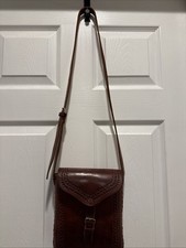 100 genuine Mexican Leather Hand Tooled, Embossed Crossbody Purse Brown