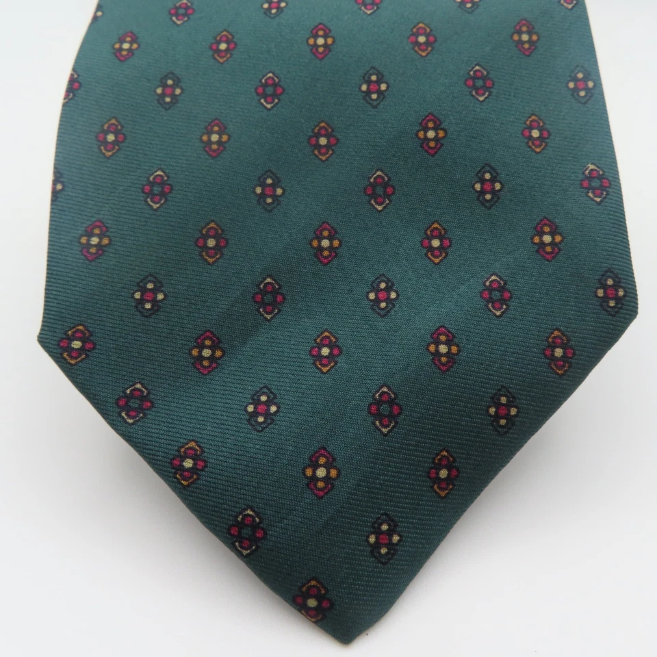 Corbata Valentino Seda Verde Rojo Lunares 3.25" Ancho 55" Largo Italia Foto 2 de 4