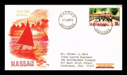 Dr Jim Stamps Bahamas 15c Rawson Square First Day Issue Cachet Cover Air Mail