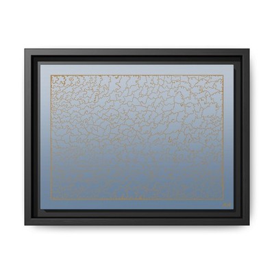 Original Abstract Blue light Gradient Crackle Metallic Gold Canvas Framed