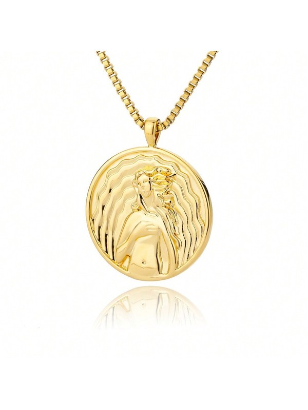 Aphrodite Greek Goddess Pendant Necklace Gold Plated One Size - Product main view