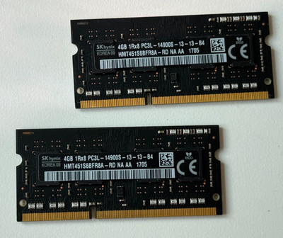 SK hynix 8GB Kit 2x4GB DDR3L PC3L-14900S Laptop RAM HMT451S6BFR8A-RD