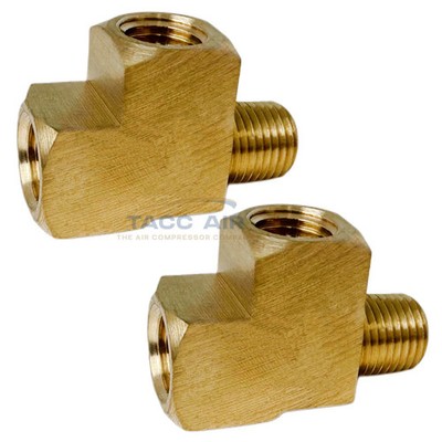 2 Pack 1/4'' NPT Solid Brass Branch Tee Fitting 3 Way W/ 2 Female & 1 Male Thread
