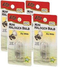 Zilla 4 Pack of Reptile Terrarium Heat Lamps Mini Halogen Bulb, Day White, 50...