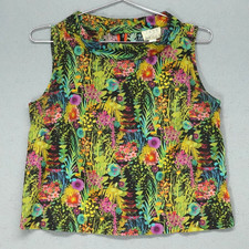 Jack Henry Top Womens Medium Sleeveless Floral Made In USA New York