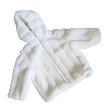 Rothschild Girls Faux Fur Hooded Winter Coat Oversized M/3T Whiteness.