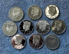 Lot of 10 Silver Proof (S) Kennedy Halves Various Years w/ Condition Issues