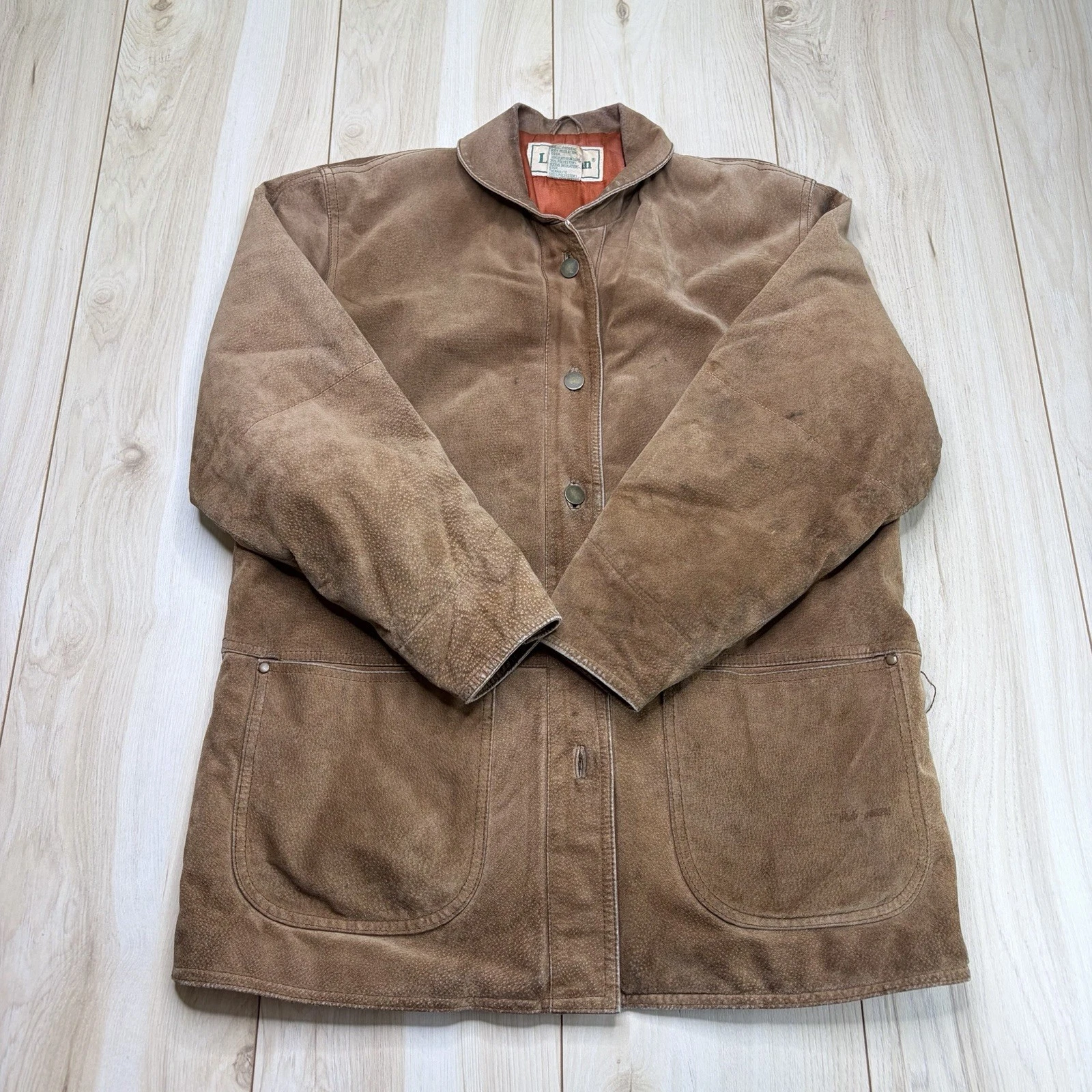 L.L. Bean Genuine Suede Barn Chore Coat Women’s Brown Size Small Vintage
