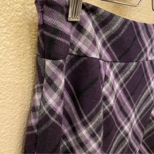 TALBOTS Women Purple Plaid Wool Blend Long Lined Skirt Size 8P - Picture 3 of 7