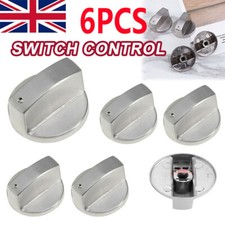 6 pcs Universal Gas Stove Knobs Cooker Oven Hob Control Knobs Switch 6mm Silver