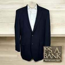 Jos A Bank Blazer Jacket Mens 42L Navy Bronze Metal Buttons Wool