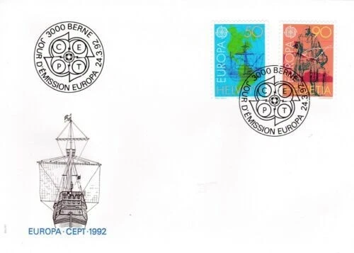 Switzerland 1992 Europa FDC Bern special Cancel unaddressed VGC