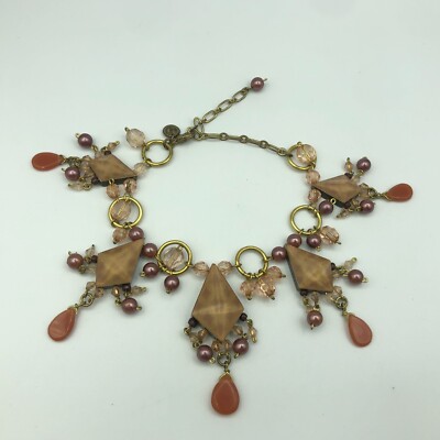 Jungfrau Vie Bettel Perlen Armband goldfarben Kette Festival Retro Boho Hippie