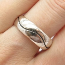 925 Sterling Silver Vintage Wavy Band Ring Size 9 3/4