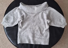 I. B Diffusion Silk Angora Rabbit Hair Off Shoulder Boat Neck Sweater Top M 