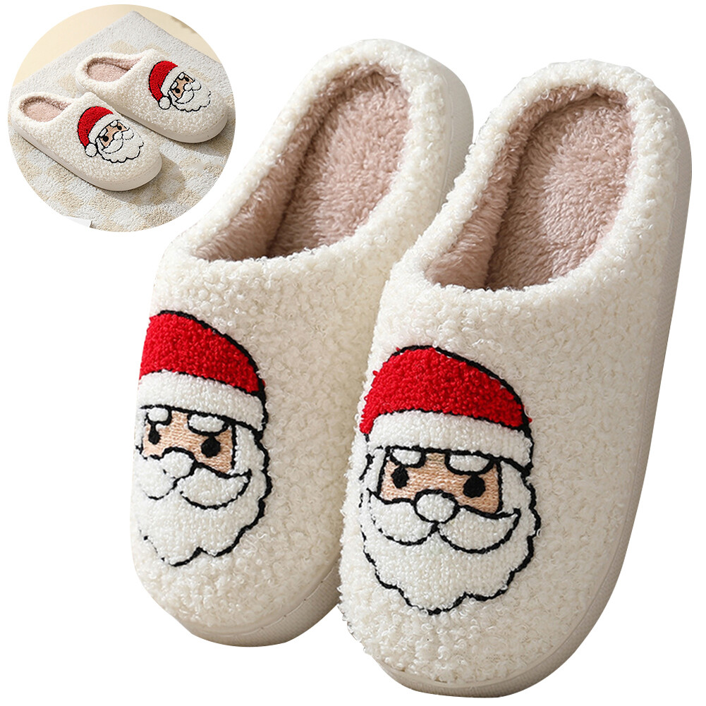 APL Babbo Natale Soffice Pelliccia Pantofole Piatte Peluche Slip on Casa Scarpe per Inverno Interno