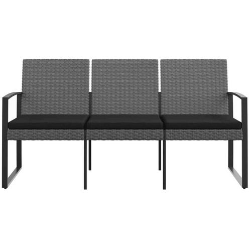 3-Seater Garden Bench with Cushions Outdoor Patio Seat Lounge Sofa Chair Rattan - Picture 2 of 6
