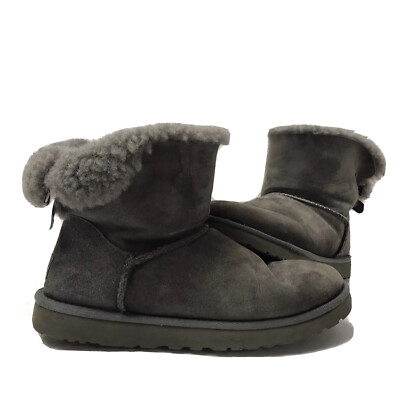 UGG Australia Women's US Size 8 MINI BOW Gray Suede Boots 1005062