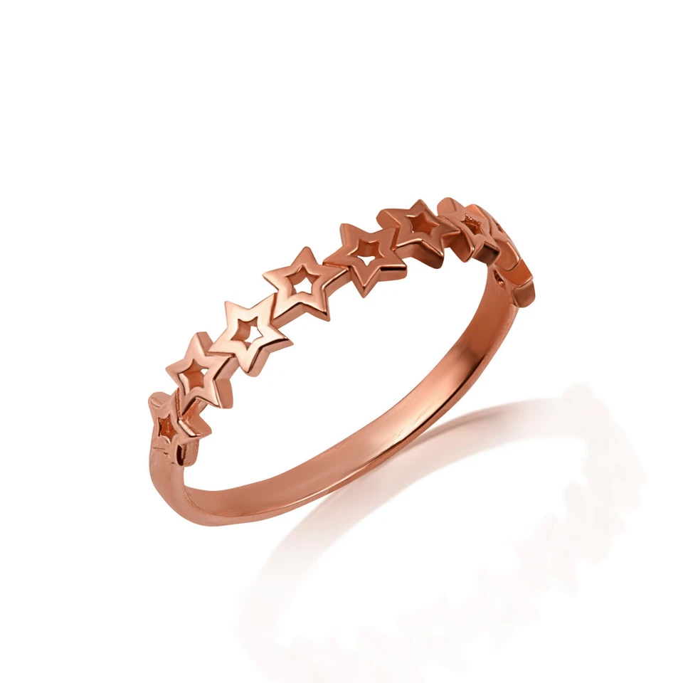Gold Celestial Open Star Cluster Band Ring (Available in Yellow/Rose/White Gold) - Image 4 of 4