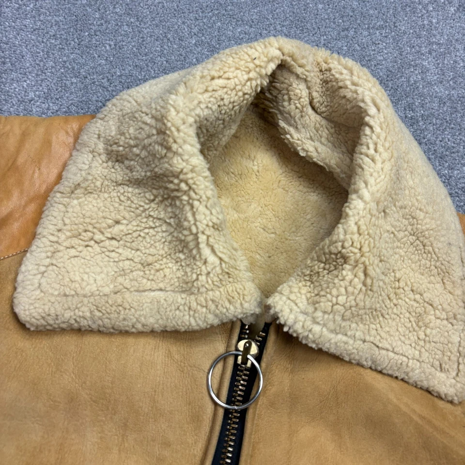 Leather Flying Jacket Womens Large Brown Bomber Aviator Military USA Lined Lady* - Image 4 of 4