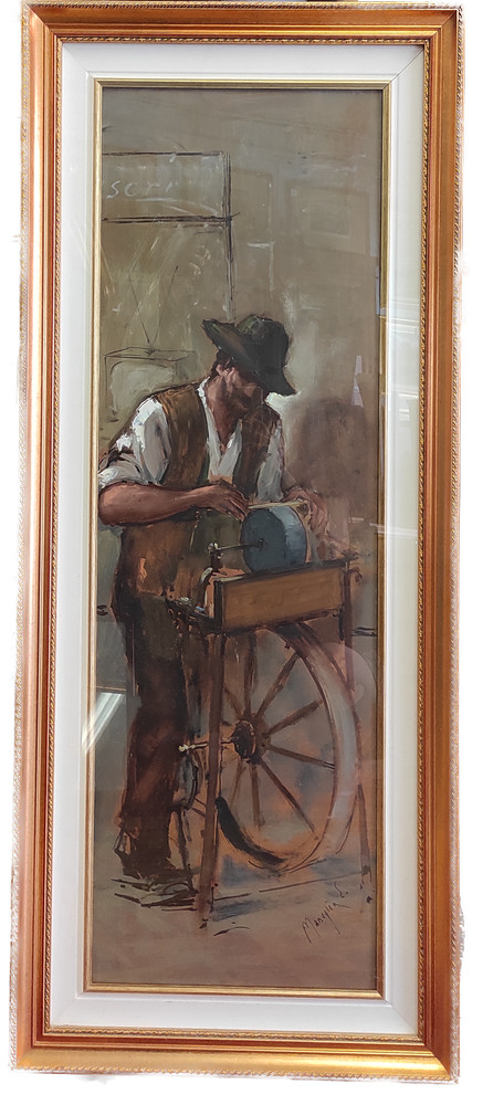 Edmondo MANEGLIA (1925-2003) - Figura al lavoro, acrilico su carta