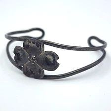 Stuart Nye Dogwood Flower Tree Blossom Sterling Silver Child's Cuff Bangle 4.8"