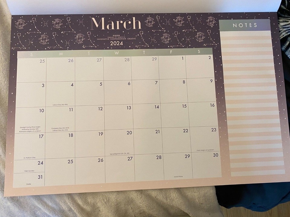 Adorable Astrology desk calendar 16x21 from February 2024 December
