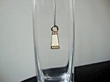 VINTAGE 1980s RETRO MOD CLEAR RHINESTONES WHITE ENAMEL GOLD TONE SLIDE PENDANT