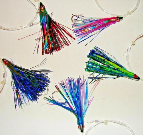 Red Eye Crystal Flash Mylar Tuna Mahi Trolling Big Game FISHING LURE Rigged