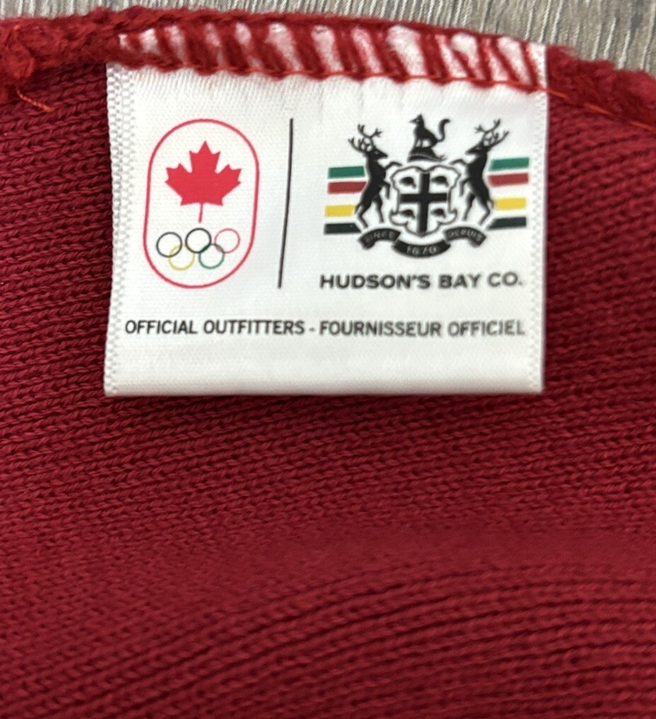 Hudson's Bay Team Canada Olympic Logo Winter Toque Hat Cap 100% Cotton Red Adult