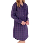 Slenderella Ladies Purple Check Nightshirt Cotton Button Up Checked Nightie