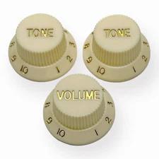 AxLabs Strat-Style Knob Set (3) 2022 - Parchment with Gold Font