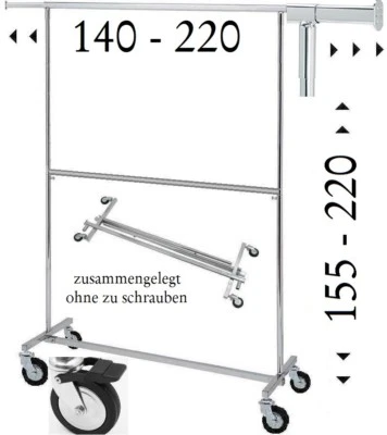 ETAGENSTÄNDER,KLEIDERSTÄNDER COMPANY zwei Etagen Kleiderständer Rollständer klappbar große Rollen 2 Ebenen NEU 56.2