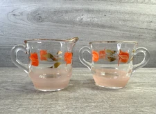 Vintage 1950s Bartlett Collins Tulip Flower Gay Fad Creamer & Open Sugar Bowl 