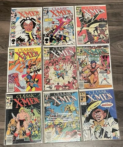 Classic X-Men Comic Book Lot of Nine Comics Vintage 1986 Marvel