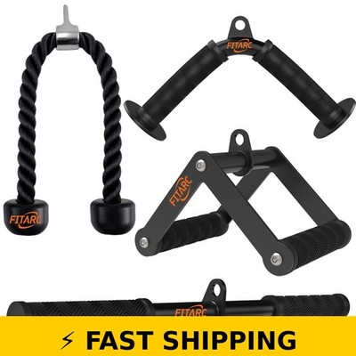 Fitarc Cable Machine Attachment Set for Gym, Non-Slip Grips, Black