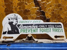 VINTAGE SMOKEY BEAR PORCELAIN SIGN 1956 US FOREST SERVICE NATIONAL PARK FIRE