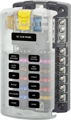 Blue Sea Systems 12 Circuit Fuse Block Cover 24 Hour Terminal Block Compact Size