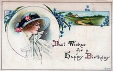 BIRTHDAY - Kathryn Elliott Signed Best Wishes For A Happy Birthday Postcard