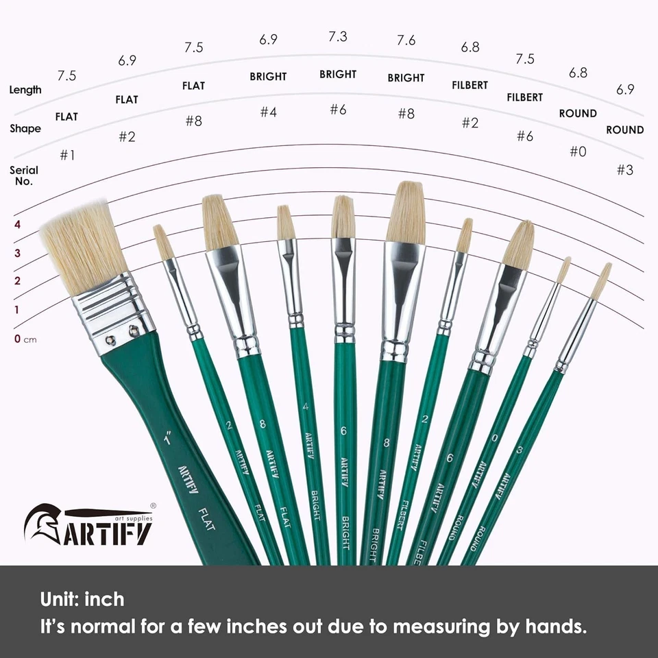 ARTIFY 10-Piece Hog Hair Paint Brush Set with Case - Perfect for All Artists - image 4 of 4