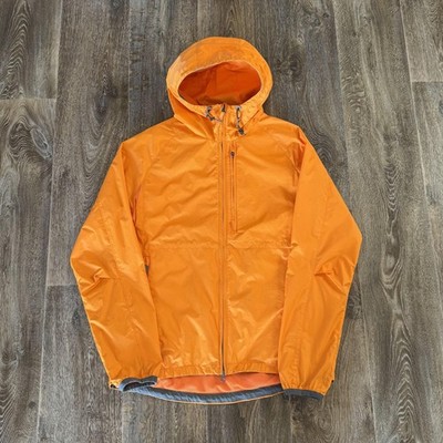 Relwen Barrier Jacket Mens Medium Orange Hooded Windbreaker Raincoat Lightweight