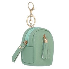 Mini Backpack Keychain for Women Creative Cute Cosmetic Bag with Tassel Green