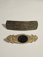Phillips Vintage Gold Tone Embossed Metal Hair Barrette - Lot Of 2