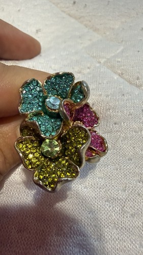 Swarovski Mixed Cuts, Multicolored vibrant Flower Ring Size 60 / 8 3/4 - Picture 3 of 24