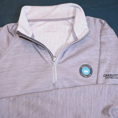 Vineyard Vines Charlotte Football Club Performance Quarter Zip Gray Mens Medium