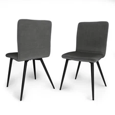 Baylor Mid Century Modern Dining Chair (Set of 2) in Dark Gray Velvet Fabric