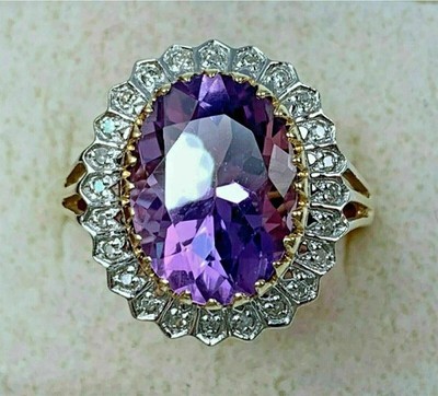 3Ct Oval Cut Simulated Amethyst Diamond Engagement Ring 14k Yellow Gold Plated