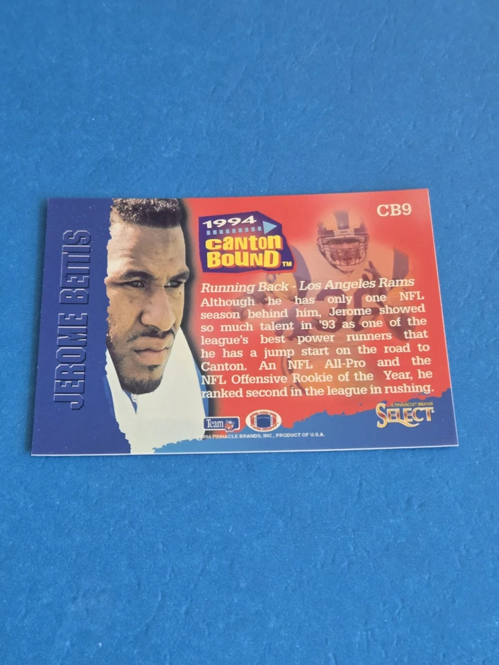 JEROME BETTIS - 1994 PINNACLE SELECT - CANTON BOUND INSERT CARD - Image 2 of 2