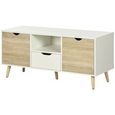 HOMCOM TV Cabinet Entertainment Centre w/ Storage Cabinet and Drawer, Natural